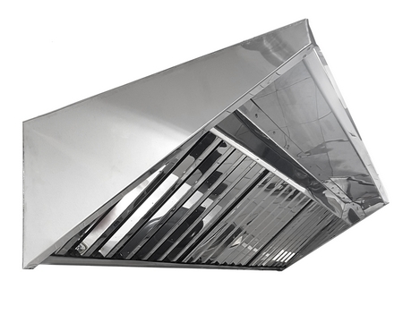 Зонт пристенный козырькового типа из нержавеющей стали с жироуловителями